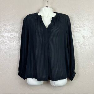 5 for $30 Loft Womens Size M Semi-Sheer Tie Neck Black Blouse Long Sleeve Career